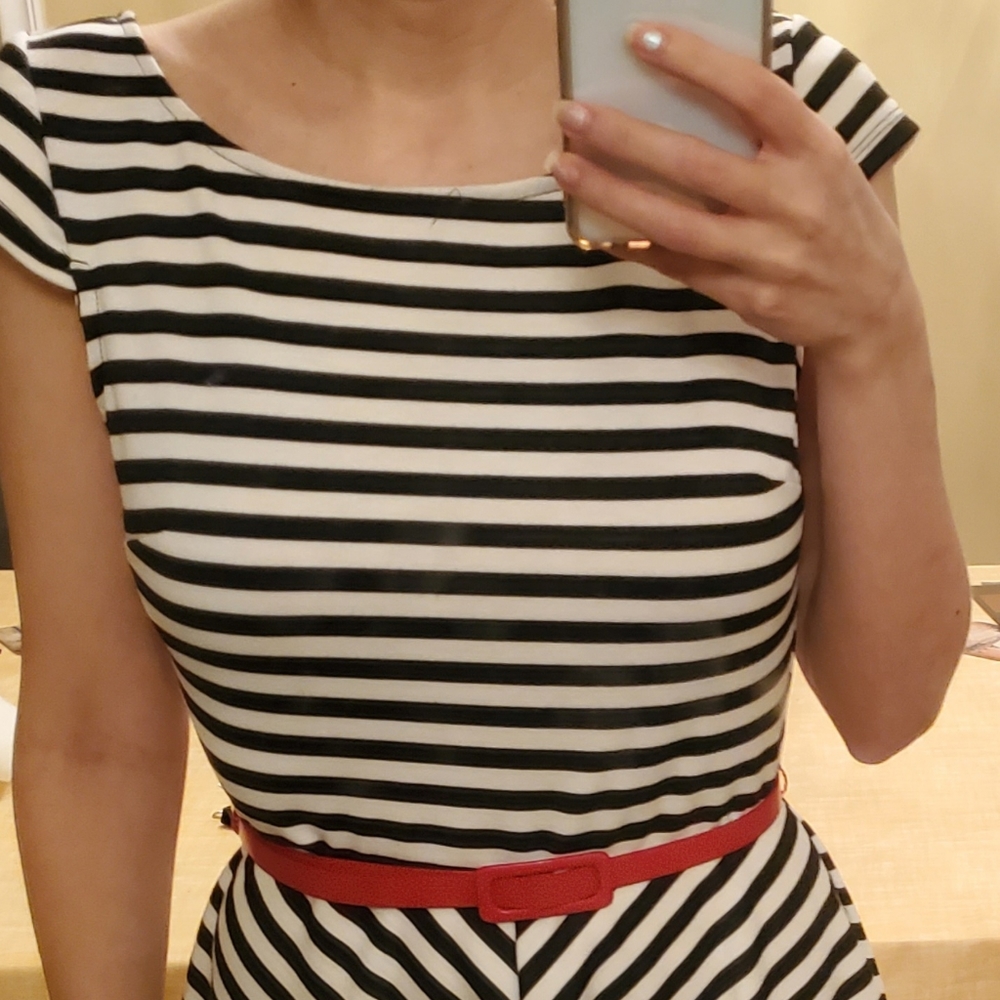 Black and white striped dress